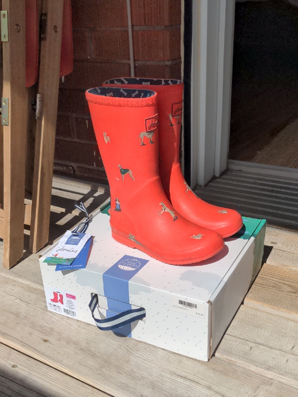 Joules Sz US2/EU33 Junior Rollup Hikedogs Print Wellies Rainboots Rubber Boots